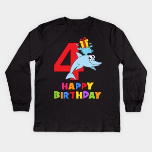 4th Birthday Party 4 Year Old Four Years Kids Long Sleeve T-Shirt